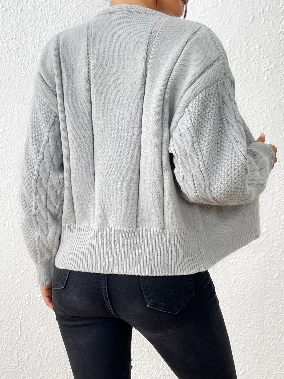 Cable-Knit Open Front Cardigan