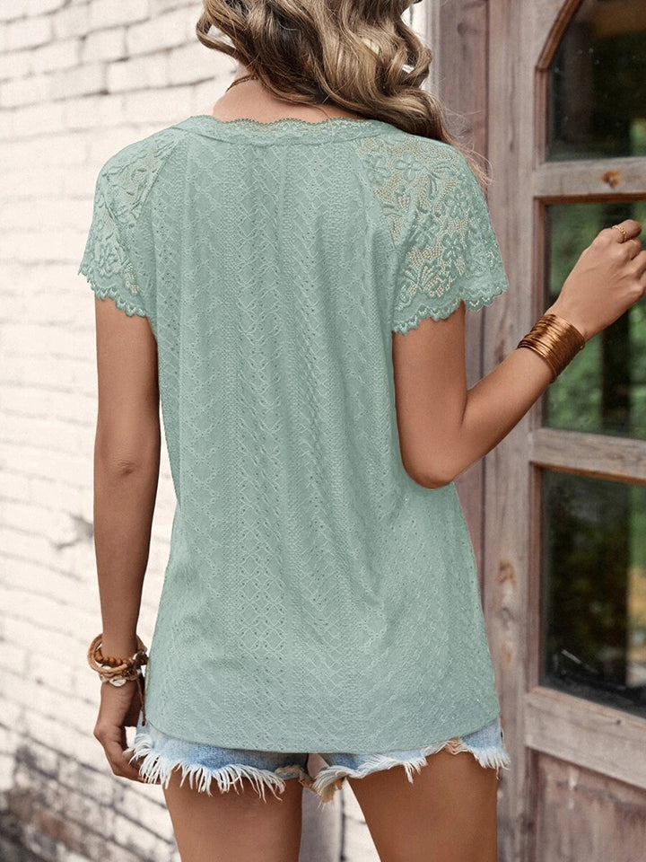 V-Neck Short Sleeve Blouse