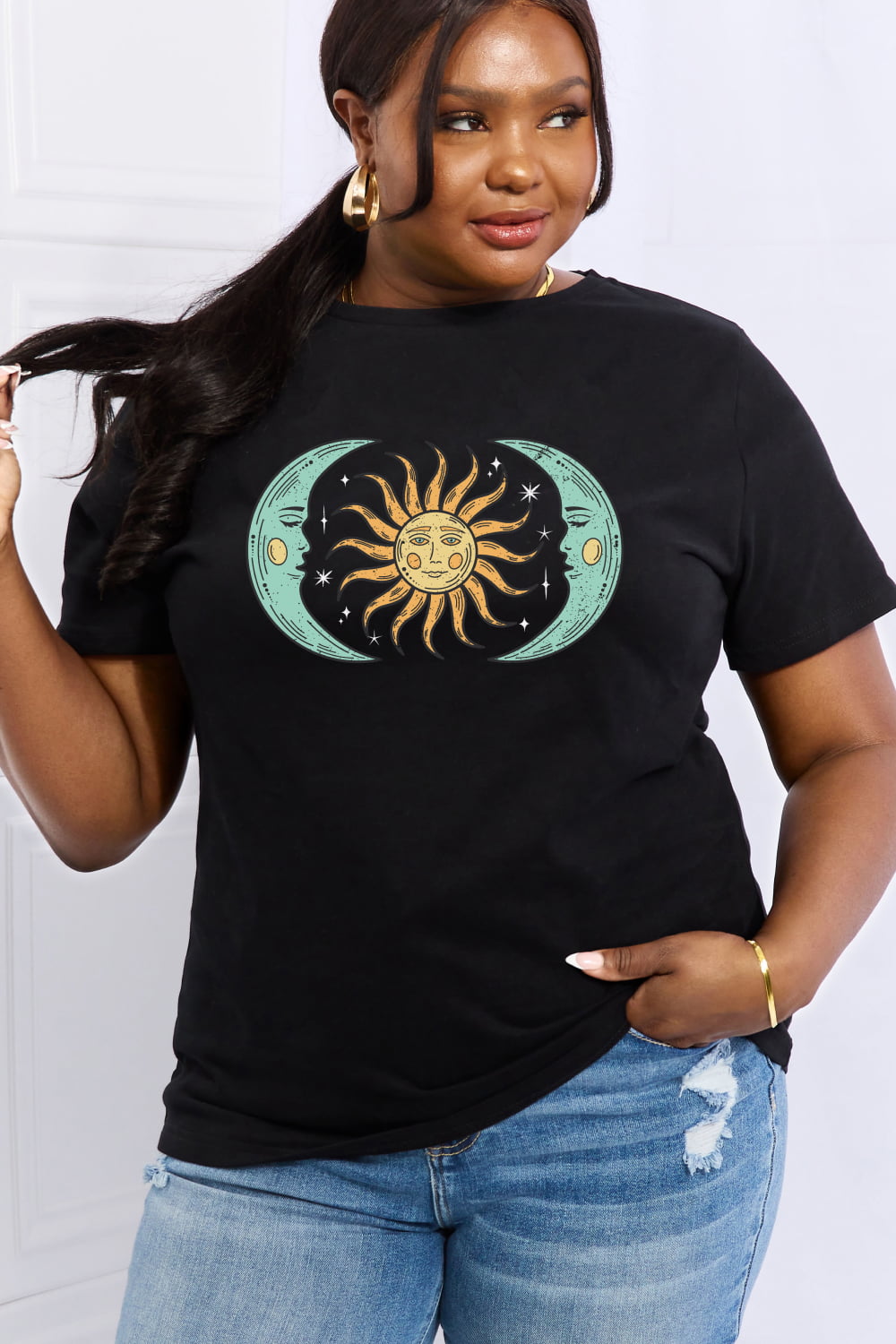 Simply Love Full Size Sun & Moon Graphic Cotton Tee