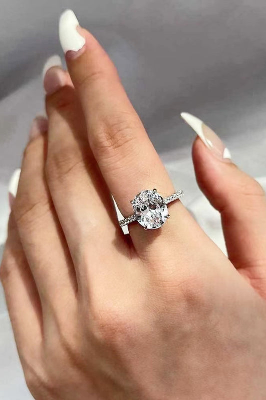 Platinum-Plated Side Stone 2 Carat Moissanite Ring