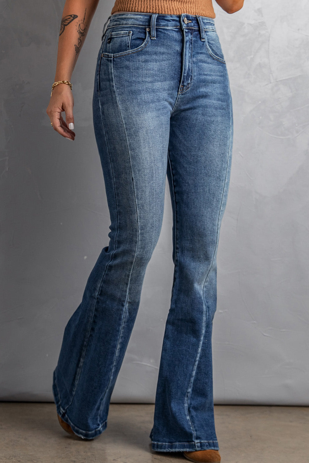 Baeful High Waist Flare Jeans with Pockets