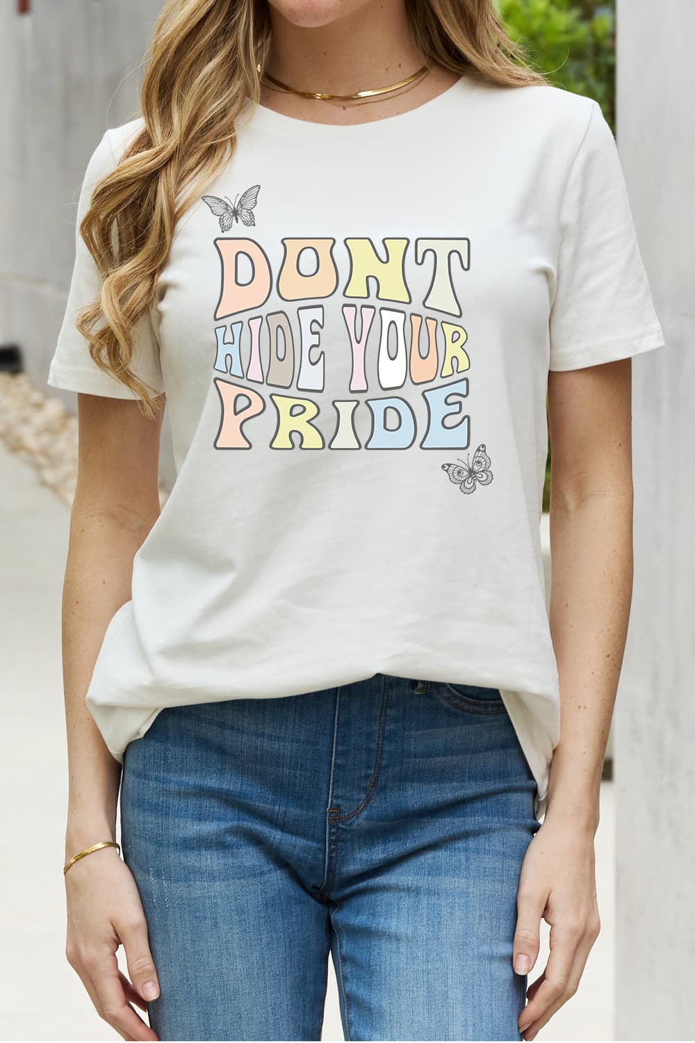 Simply Love Full Size DONT HIDE YOUR PRIDE Graphic Cotton Tee