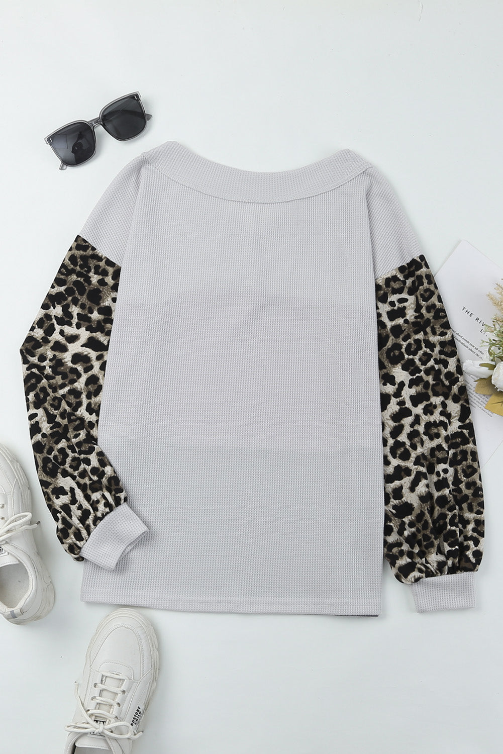 Leopard Color Block V-Neck Top