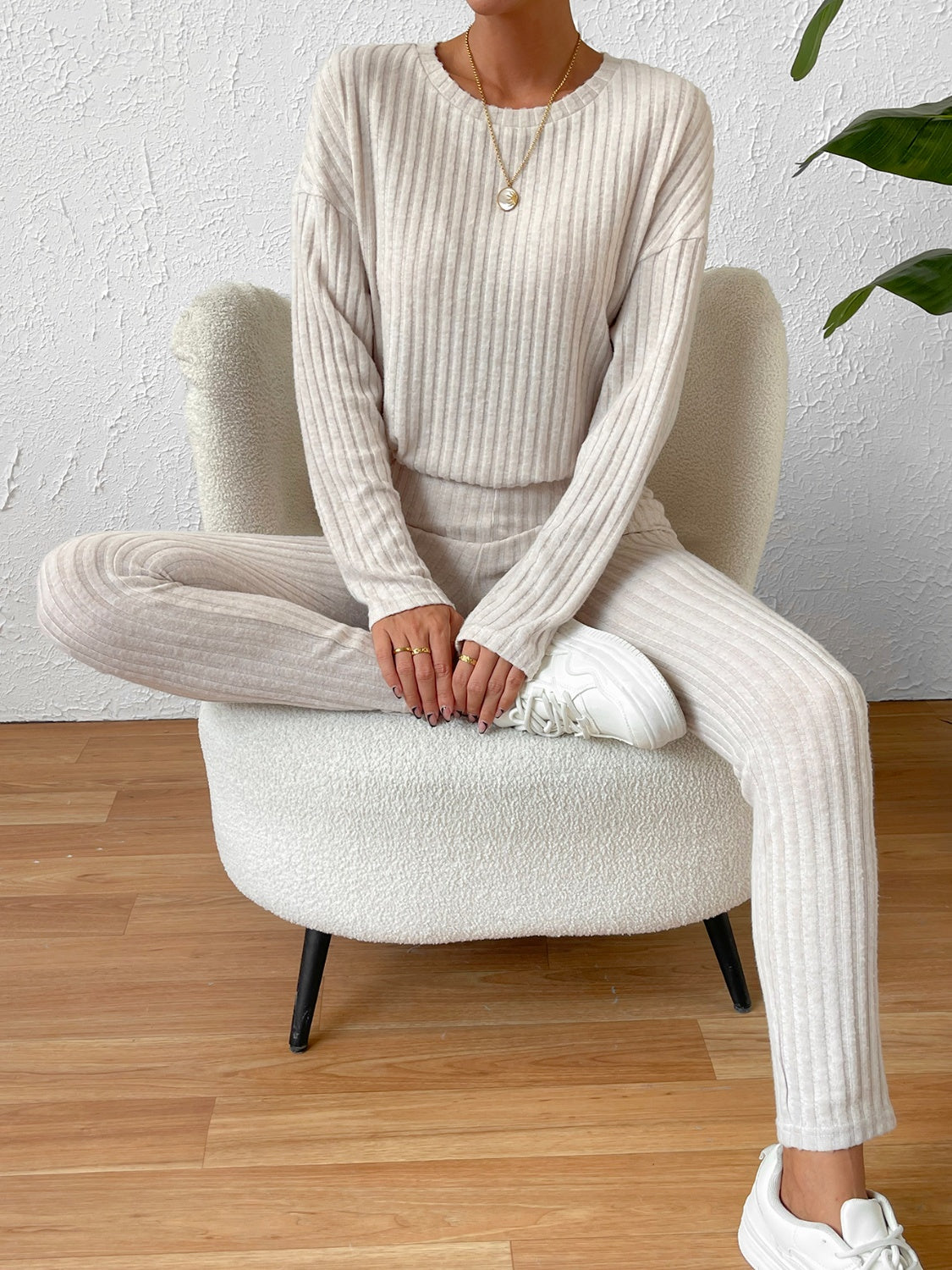 Ribbed Top and Pants Lounge Set