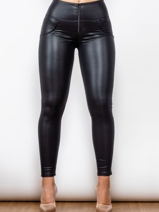 Matte PU Leather Long Pants