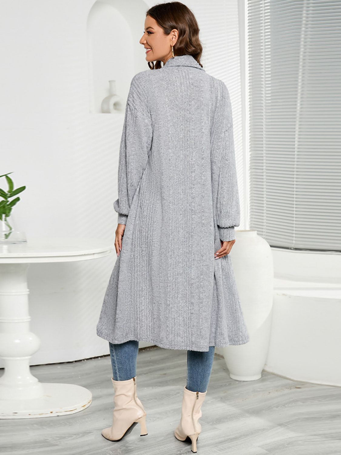 Open Front Long Sleeve Duster Cardigan