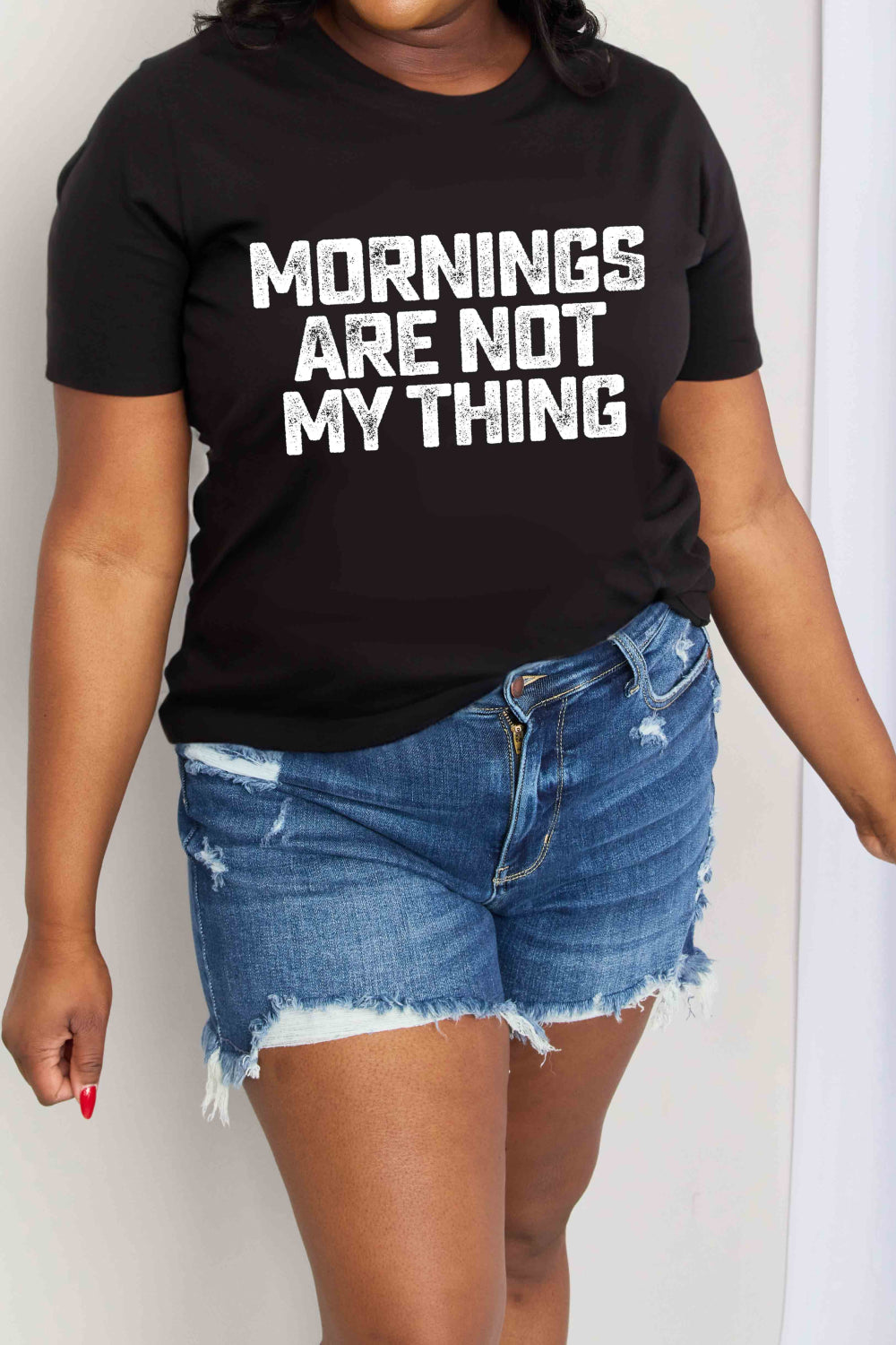 Simply Love Simply Love Full Size MORNINGS ARE NOT MY THING Graphic Cotton T-Shirt