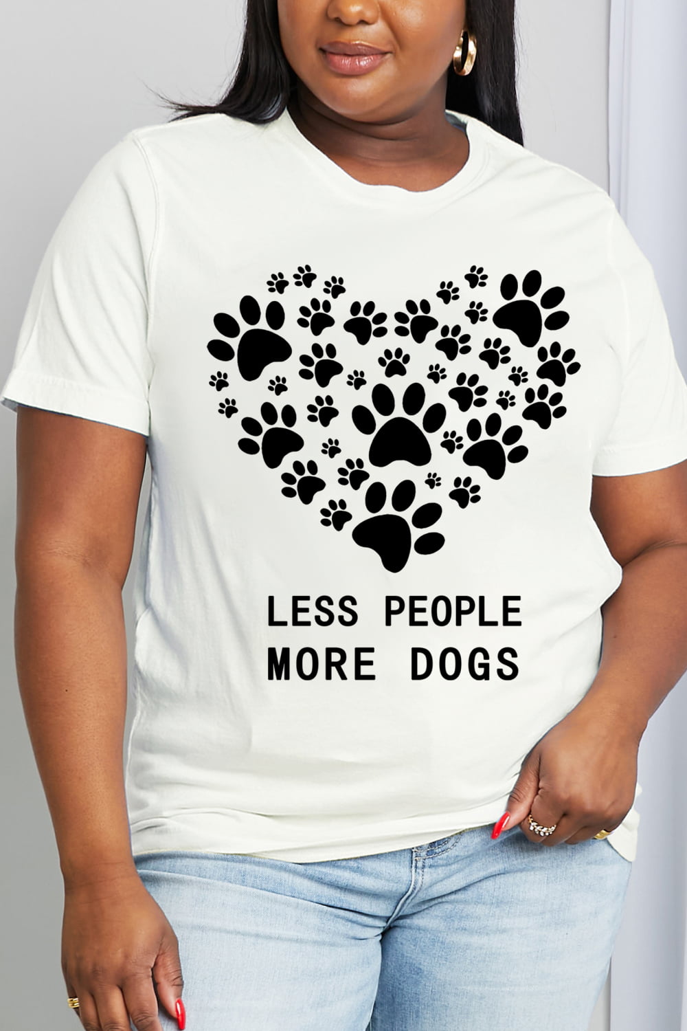 Simply Love Simply Love Full Size LESS PEOPLE MORE DOGS Heart Graphic Cotton Tee