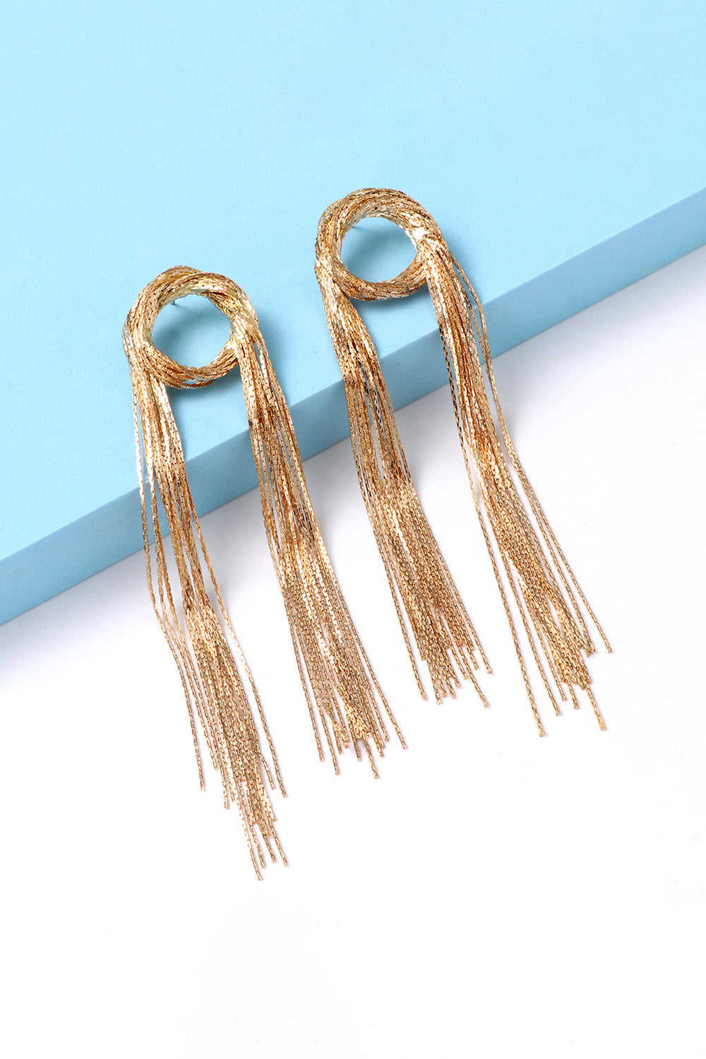 Round Shape Fringed Copper Earrings